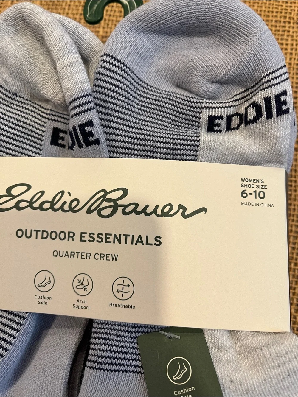 Eddie Bauer Women’s Light Gray & Black Quarter Crew Socks - 6 Pack